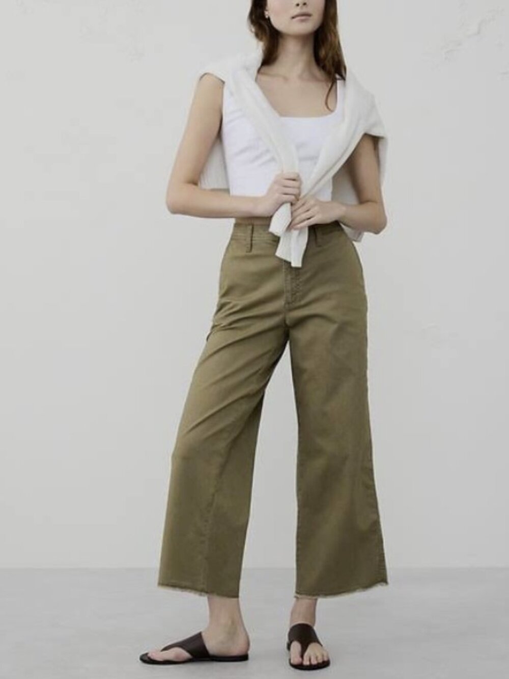 Banana Republic Factory Wide-Leg High-Rise Cropped Chino Pants Size 10 #771124